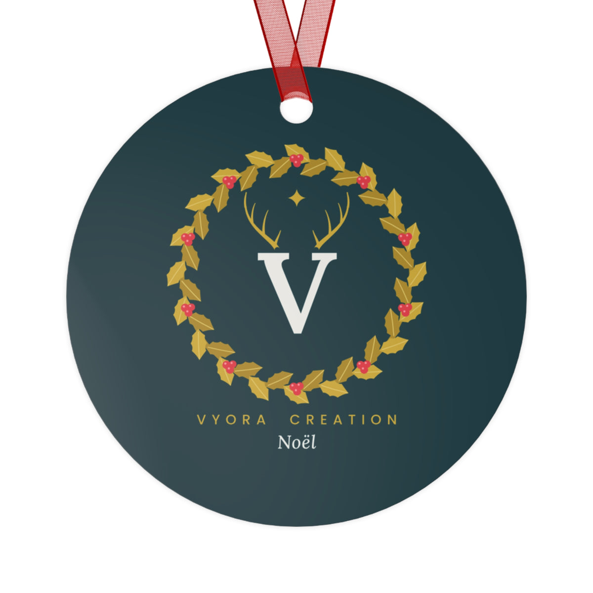 Holly Wreath Teal Ornament | The Gilded Forest Collection